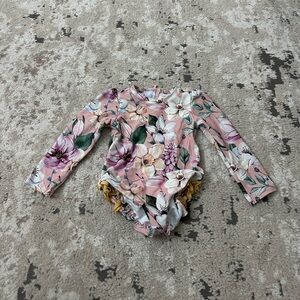 Posh Peanut Floral One Piece Rash Guard Swimsuit Size 3T